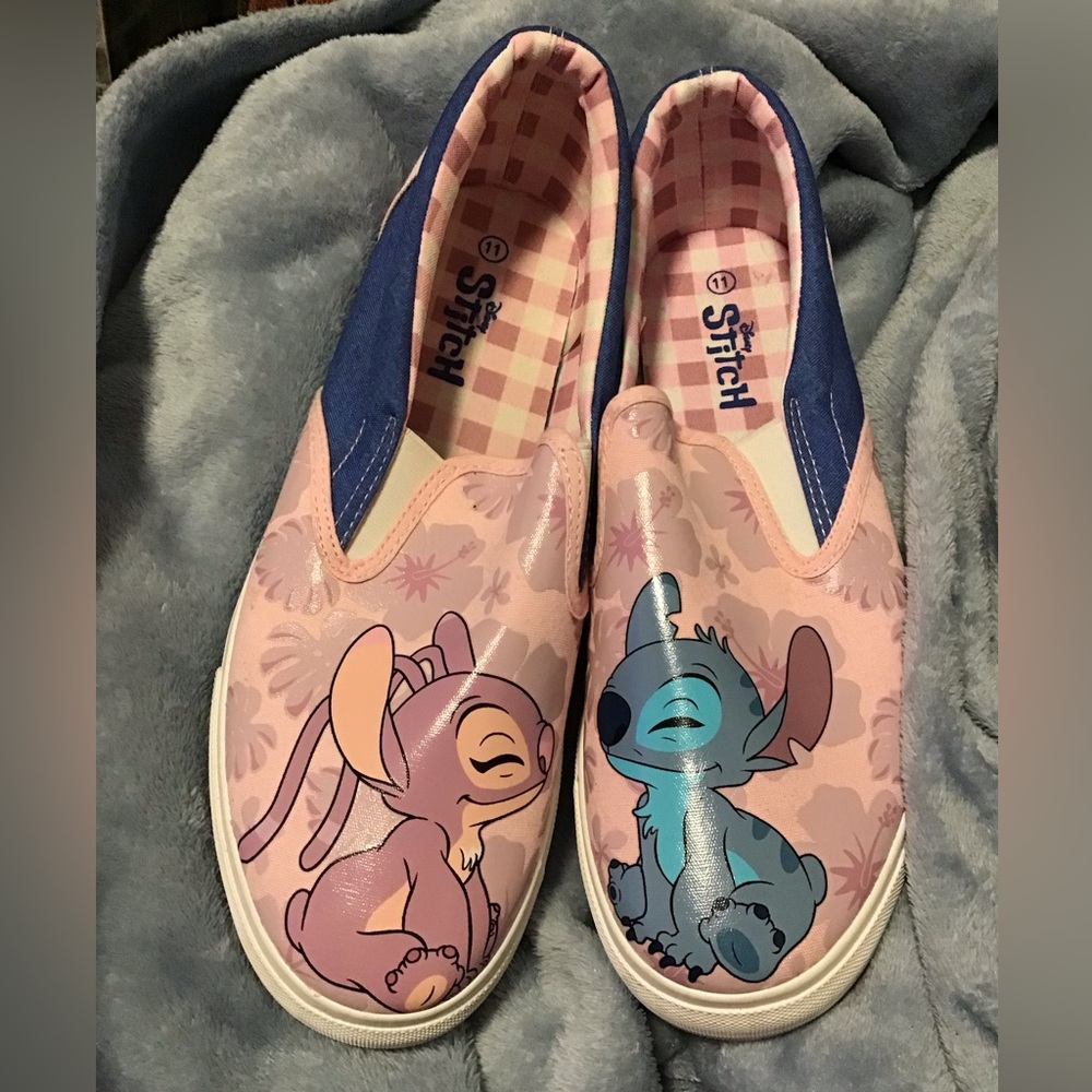 Disney Stitch & Angel Pink Slip-On Sneakers